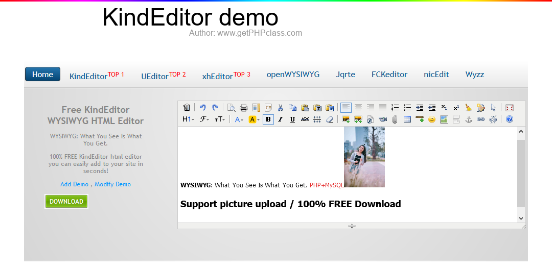 KindEditor demo image 1